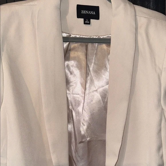 ZENANA WOVEN 3/4 RUCHED SLEEVE OPEN FRONT CLASSIC BLAZER - Picture 3 of 13